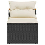 Garden Sofas Armless with Cushions 2 pcs Black Poly Rattan - 45-Degree Angle