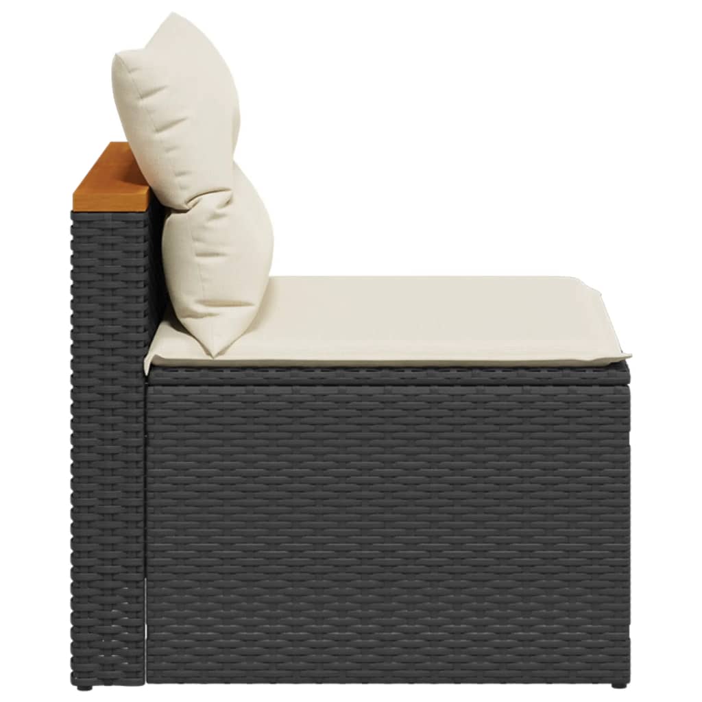 Garden Sofas Armless with Cushions 2 pcs Black Poly Rattan