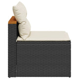 Garden Sofas Armless with Cushions 2 pcs Black Poly Rattan - Rear View