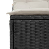 Garden Sofas Armless with Cushions 2 pcs Black Poly Rattan - Low Angle