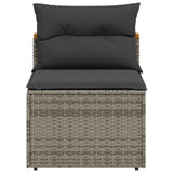 Garden Sofas Armless with Cushions 2 pcs Grey Poly Rattan - 45-Degree Angle