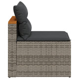 Garden Sofas Armless with Cushions 2 pcs Grey Poly Rattan - Rear View