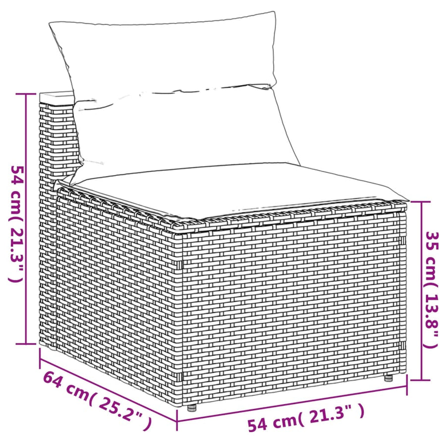 Garden Sofas Armless with Cushions 2 pcs Grey Poly Rattan