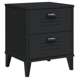 Bedside Cabinet VIKEN Black Engineered Wood - Front View