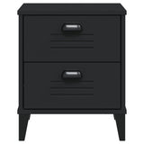 Bedside Cabinet VIKEN Black Engineered Wood - Rear View