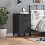 Bedside Cabinet VIKEN Black Engineered Wood - Side View