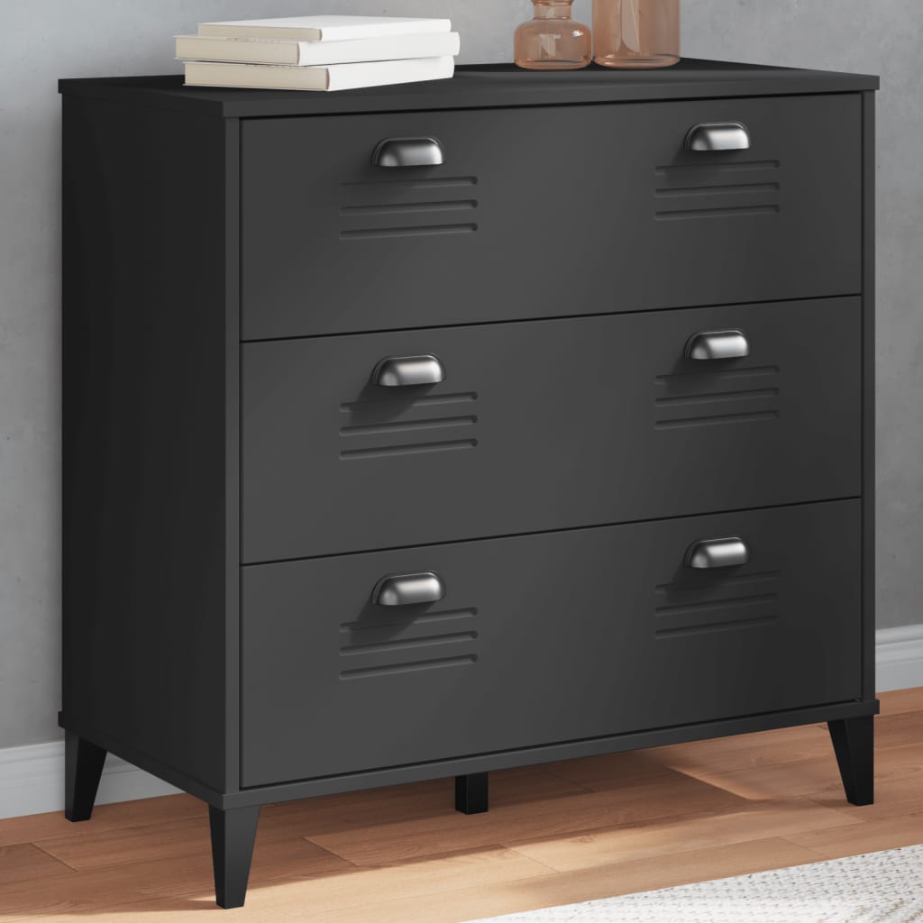 Drawer Cabinet VIKEN Black Engineered Wood