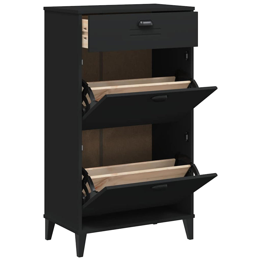 Shoe Cabinet "VIKEN" Black Engineered Wood