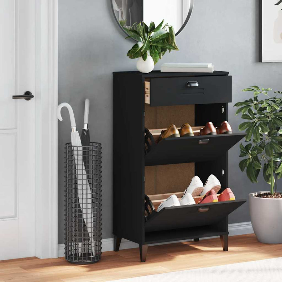 Shoe Cabinet "VIKEN" Black Engineered Wood