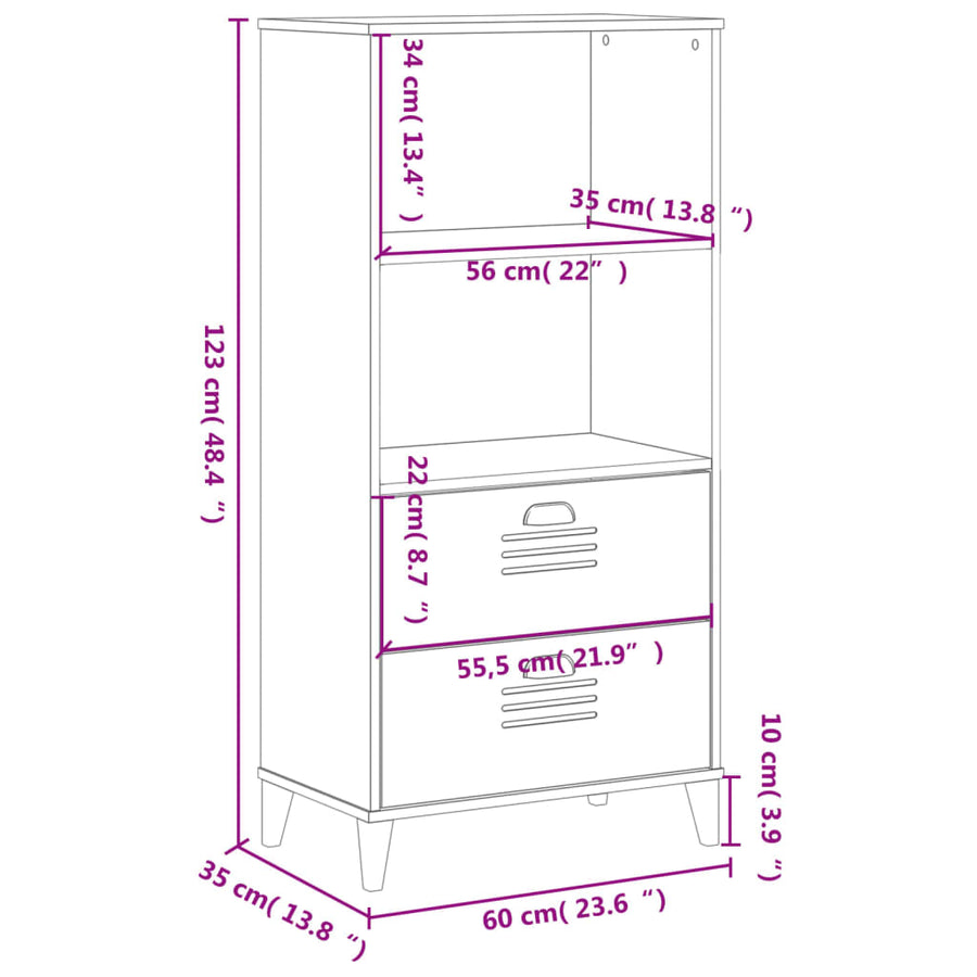 Bookcase VIKEN White 60x35x123 cm Engineered Wood