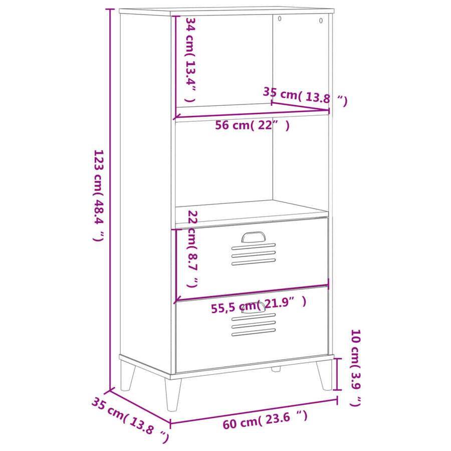 Bookcase VIKEN Anthracite Grey 60x35x123 cm Engineered Wood