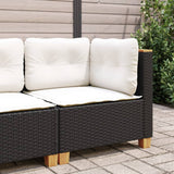 Garden Sofa Corner with Cushions Black Poly Rattan - Side View
