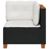 Garden Sofa Corner with Cushions Black Poly Rattan - Top-Down View