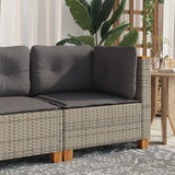 Garden Sofa Corner with Cushions Grey Poly Rattan - Side View