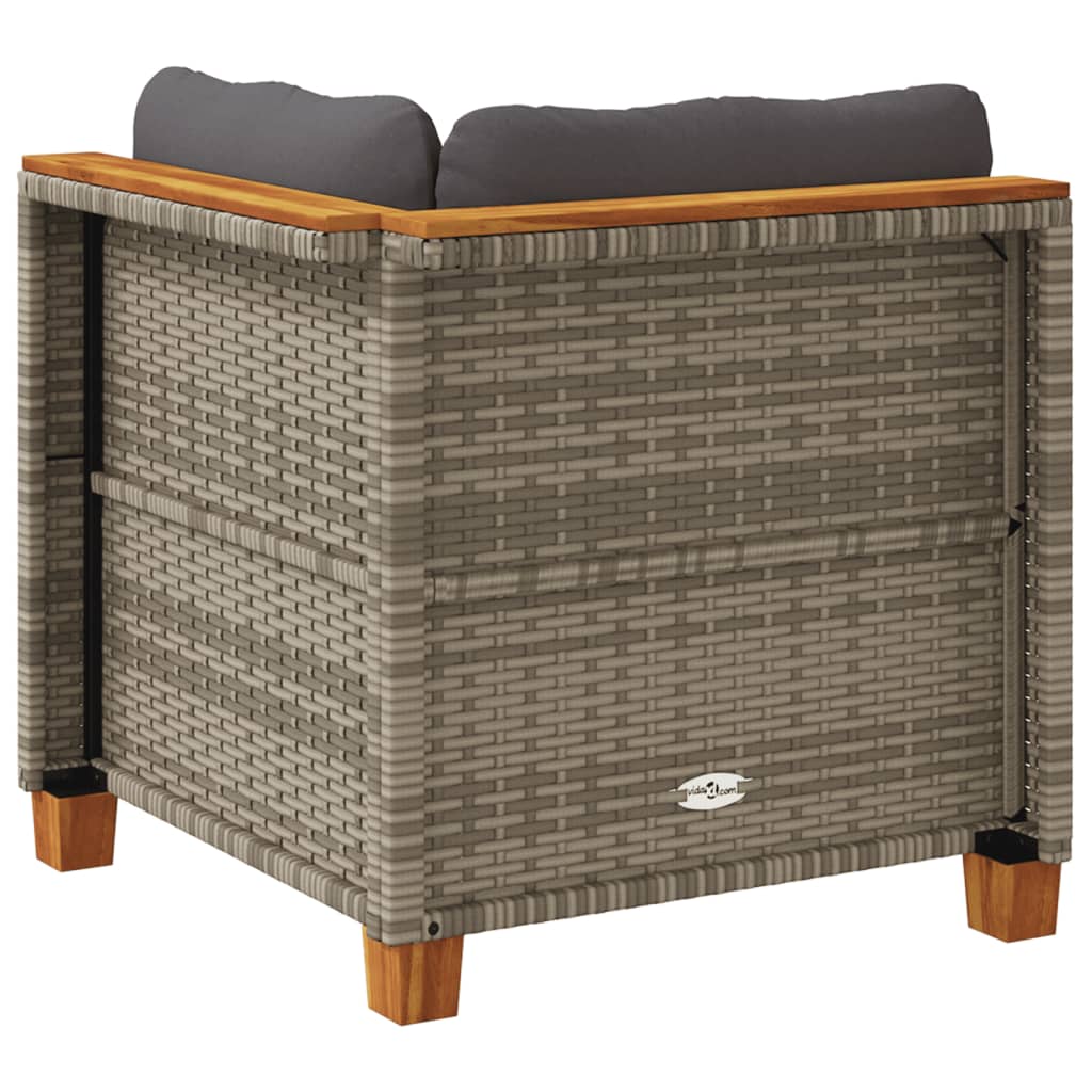 Garden Sofa Corner with Cushions Grey Poly Rattan