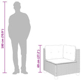 Garden Sofa Corner with Cushions Grey Poly Rattan - Extra Image