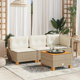 Garden Sofa Corner with Cushions Beige Poly Rattan - Side View