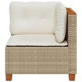 Garden Sofa Corner with Cushions Beige Poly Rattan - Top-Down View