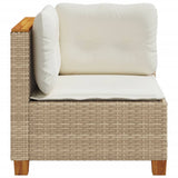 Garden Sofa Corner with Cushions Beige Poly Rattan - 45-Degree Angle