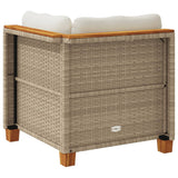 Garden Sofa Corner with Cushions Beige Poly Rattan - Rear View