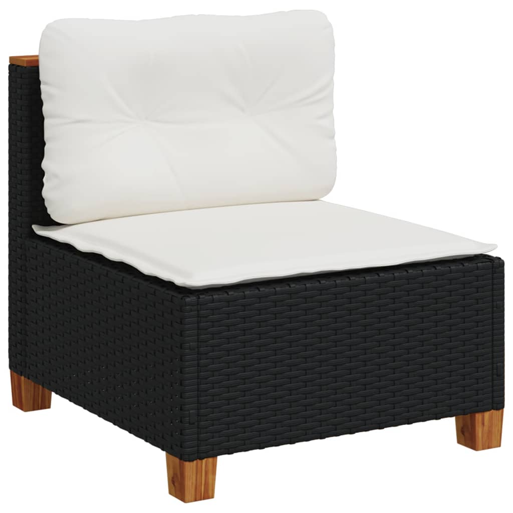 Garden Sofa Armless with Cushions Black Poly Rattan