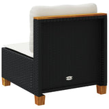 Garden Sofa Armless with Cushions Black Poly Rattan