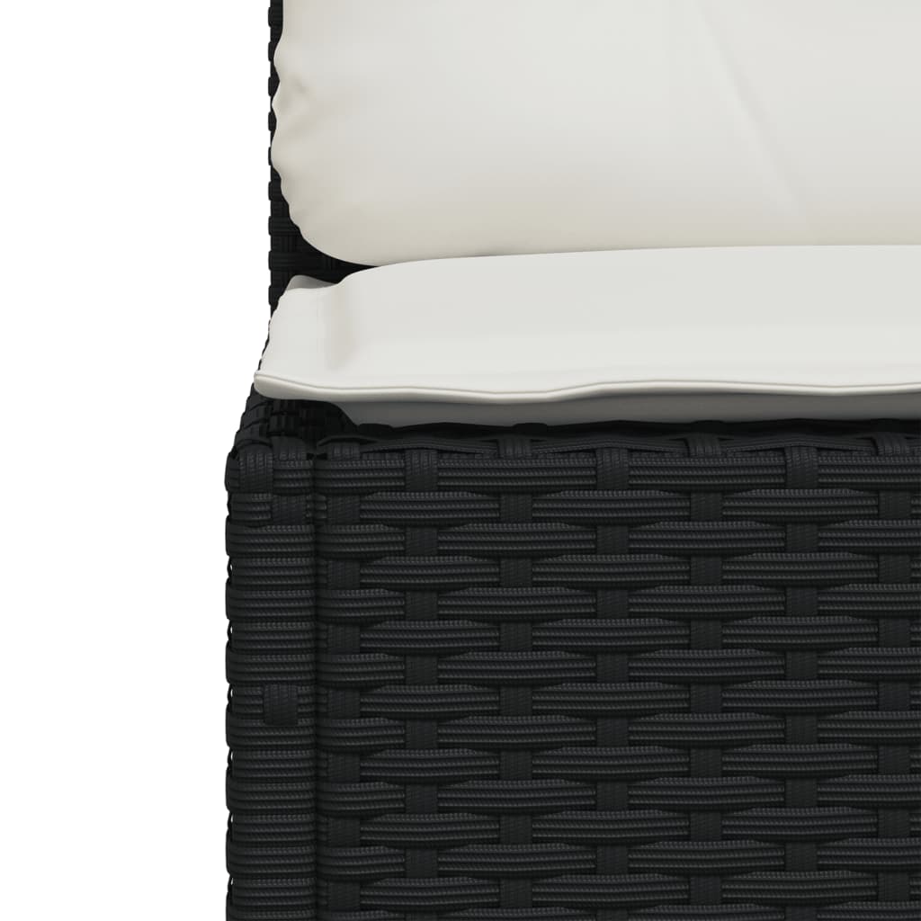 Garden Sofa Armless with Cushions Black Poly Rattan