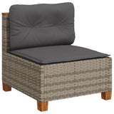Garden Sofa Armless with Cushions Grey Poly Rattan
