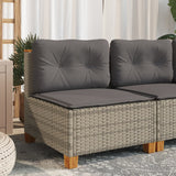 Garden Sofa Armless with Cushions Grey Poly Rattan - Side View