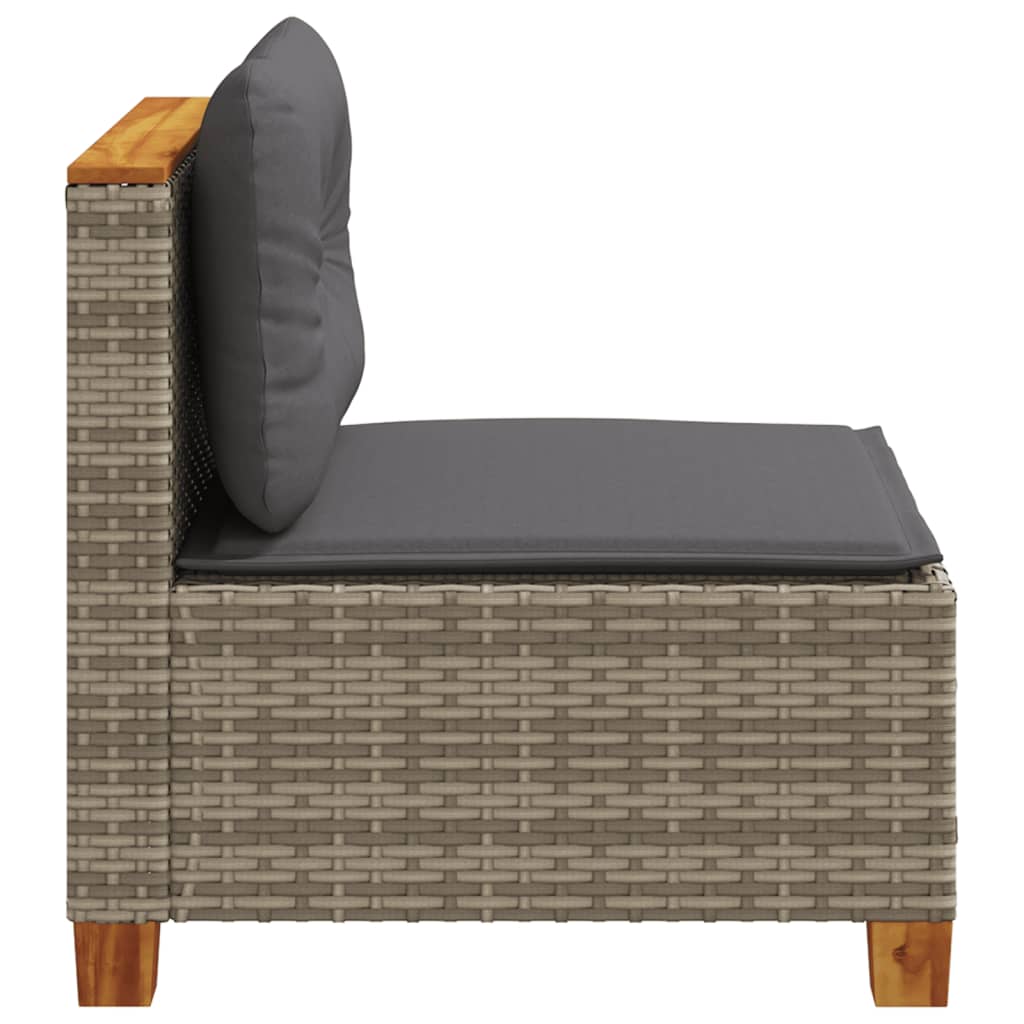Garden Sofa Armless with Cushions Grey Poly Rattan