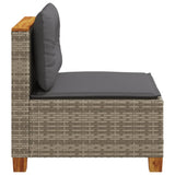 Garden Sofa Armless with Cushions Grey Poly Rattan - 45-Degree Angle