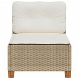 Garden Sofa Armless with Cushions Beige Poly Rattan