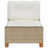 Garden Sofa Armless with Cushions Beige Poly Rattan - Top-Down View