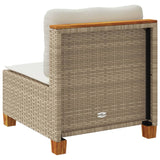 Garden Sofa Armless with Cushions Beige Poly Rattan - Rear View