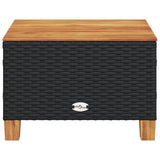 Garden Table Black 55x55x36 cm Poly Rattan Acacia Wood