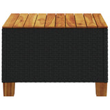 Garden Table Black 55x55x36 cm Poly Rattan Acacia Wood - 45-Degree Angle