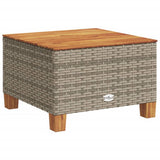 Garden Table Grey 55x55x36 cm Poly Rattan Acacia Wood - Front View