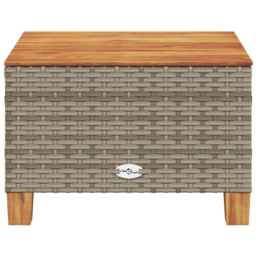 Garden Table Grey 55x55x36 cm Poly Rattan Acacia Wood