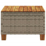 Garden Table Grey 55x55x36 cm Poly Rattan Acacia Wood - 45-Degree Angle