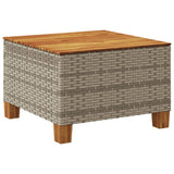 Garden Table Grey 55x55x36 cm Poly Rattan Acacia Wood - Rear View