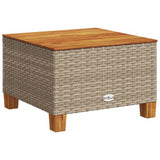 Garden Table Beige 55x55x36 cm Poly Rattan Acacia Wood - Front View