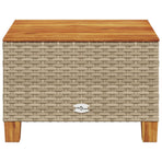 Garden Table Beige 55x55x36 cm Poly Rattan Acacia Wood
