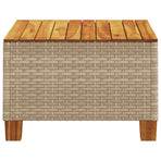 Garden Table Beige 55x55x36 cm Poly Rattan Acacia Wood