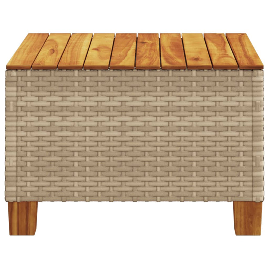 Garden Table Beige 55x55x36 cm Poly Rattan Acacia Wood