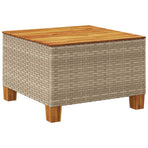 Garden Table Beige 55x55x36 cm Poly Rattan Acacia Wood