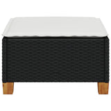 Garden Stool with Cushion Black 63.5x56x32 cm Poly Rattan
