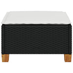 Garden Stool with Cushion Black 63.5x56x32 cm Poly Rattan