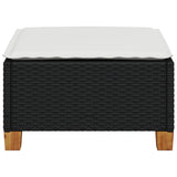 Garden Stool with Cushion Black 63.5x56x32 cm Poly Rattan - Top-Down View