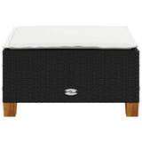 Garden Stool with Cushion Black 63.5x56x32 cm Poly Rattan