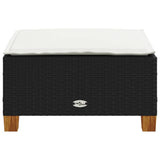 Garden Stool with Cushion Black 63.5x56x32 cm Poly Rattan - 45-Degree Angle
